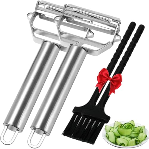 Weusenstyle Multifunktions-Gemüseschäler Aus Edelstahl, Weusenstyle 2 in 1 Julienne Schäler, Ergonomischem Griff (2 Stück) von Gyagalre