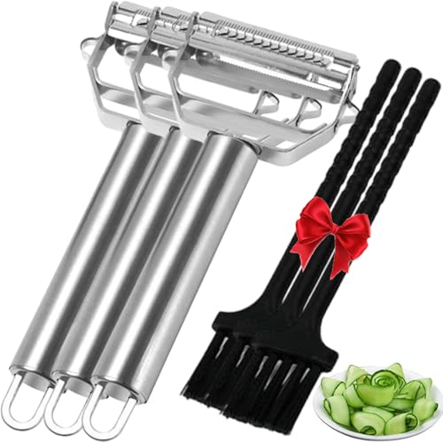 Weusenstyle Multifunktions-Gemüseschäler Aus Edelstahl, Weusenstyle 2 in 1 Julienne Schäler, Ergonomischem Griff (3 Stück) von Gyagalre