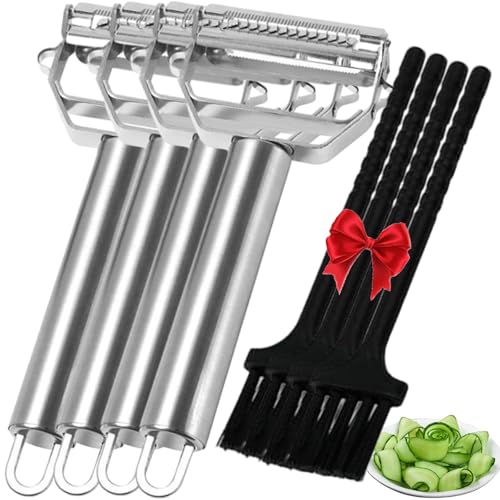 Weusenstyle Multifunktions-Gemüseschäler Aus Edelstahl, Weusenstyle 2 in 1 Julienne Schäler, Ergonomischem Griff (4 Stück) von Gyagalre
