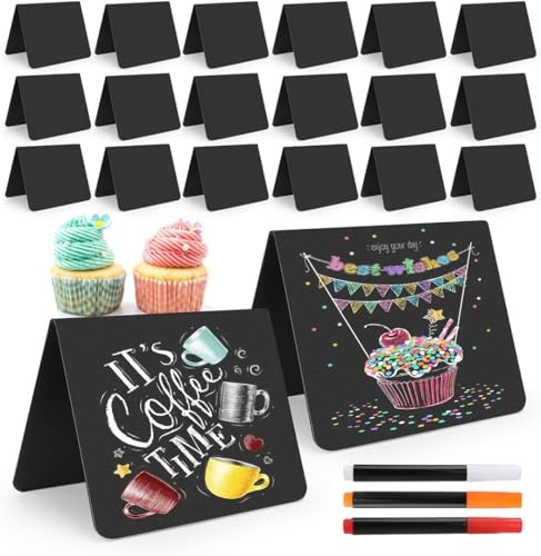 Gykutix 20 Stück Mini-Kreidetafeln, kleine Tafel, Mini-Schilder, Staffelei, für Buffet, Hochzeit, Bäckerei, Party, Preisschild, Dekoration, Namensschild Gykutix 20 Stück Mini-Kreidetafeln, kleine Tafel, Mini-Schilder, Staffelei, für Buffet, Hochzeit, Bäckerei, Party, Preisschild, Dekoration, Namensschild von Gykutix