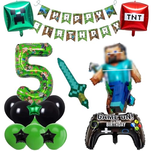 5. Gaming Geburtstag Dekorationen 5 Jahr Happy Birthday Ballon Banner Folienballons für Junge Geburtstag Luftballons Cartoon Supplies Gaming Thema Party Supplies (5 5. Gaming Geburtstag Dekorationen 5 Jahr Happy Birthday Ballon Banner Folienballons für Junge Geburtstag Luftballons Cartoon Supplies Gaming Thema Party Supplies (5 von Gyoungt
