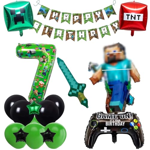 5. Gaming Geburtstag Dekorationen 5 Jahr Happy Birthday Ballon Banner Folienballons für Junge Geburtstag Luftballons Cartoon Supplies Gaming Thema Party Supplies (7th) von Gyoungt