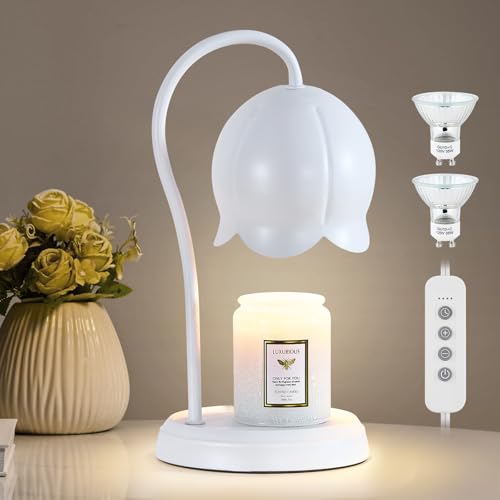 GyroVu Kerzenwärmer-Lampe, dimmbare Kerzenwachs-Schmelzlampen, Kerzenwärmer für die Heimdekoration, Kerzenlicht mit 2H/4H/8H Timer für Mädchen und Mütter (2 Glühbirnen enthalten) von GyroVu