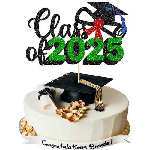 1 Stück Graduation Cake Topper 2022 Green Glitter Class of 2022 Graduation Decorations for 2022 Congrats Graduation Party Cake Decorations Supplies von Gyufise