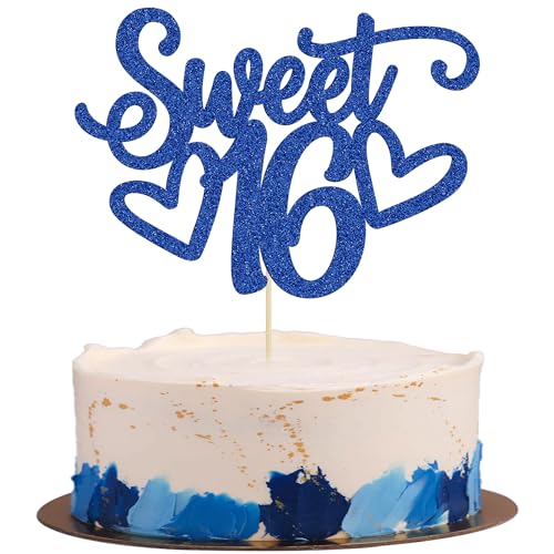 Gyufise 1 x Kuchendekoration für Teenager 16. Geburtstag, glitzernd, für Prost bis 16 Jahre, 16. Geburtstag, Party, Kuchendekoration, Zubehör, Blau Gyufise 1 x Kuchendekoration für Teenager 16. Geburtstag, glitzernd, für Prost bis 16 Jahre, 16. Geburtstag, Party, Kuchendekoration, Zubehör, Blau von Gyufise