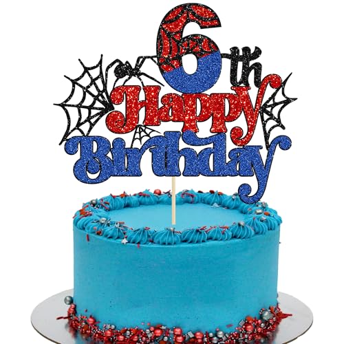 Gyufise 1 x Spinne "Happy 6th Birthday"-Kuchenaufsatz mit Glitzer, für Babyparty, Party, Kuchendekoration für Spinnen-Thema, Geburtstag, Jahrestag, Partyzubehör Gyufise 1 x Spinne "Happy 6th Birthday"-Kuchenaufsatz mit Glitzer, für Babyparty, Party, Kuchendekoration für Spinnen-Thema, Geburtstag, Jahrestag, Partyzubehör von Gyufise
