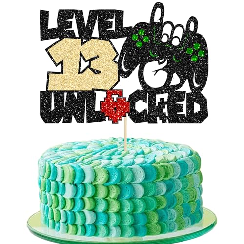 Gyufise 1 x Videospiel-Kuchenaufsatz zum 13. Geburtstag, Videospiel-Controller, Level 13 von Gyufise