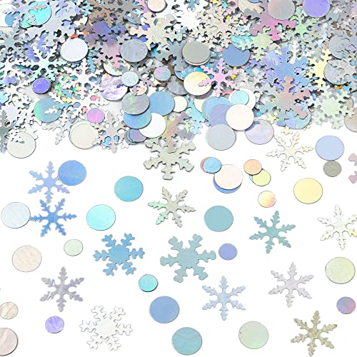 Gyufise 1500 Stück silberne Schneeflocken DIY Konfetti Winter Tisch Konfetti Schnee Konfetti für Urlaub Weihnachten Hochzeit Winter Wunderland Frozen Party Weihnachten Party Streusel Konfetti von Gyufise