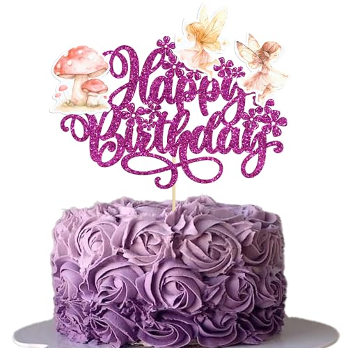 Gyufise 1Pc Fee alles Gute zum Geburtstag Kuchen Topper Glitter Pilz Blumen Feen Geburtstag Kuchen Dekorationen für Fee Thema Baby Dusche Geburtstag Garten Party Dekorationen Zubehör lila Gyufise 1Pc Fee alles Gute zum Geburtstag Kuchen Topper Glitter Pilz Blumen Feen Geburtstag Kuchen Dekorationen für Fee Thema Baby Dusche Geburtstag Garten Party Dekorationen Zubehör lila von Gyufise