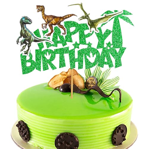 Gyufise 1Pcs Dinosaurier Happy Birthday Cake Topper Glitter Dinosaur Cake Pick für Dino-Thema Baby Dusche Kinder Jungen Mädchen Geburtstag Party Kuchen Dekorationen Zubehör grün Gyufise 1Pcs Dinosaurier Happy Birthday Cake Topper Glitter Dinosaur Cake Pick für Dino-Thema Baby Dusche Kinder Jungen Mädchen Geburtstag Party Kuchen Dekorationen Zubehör grün von Gyufise
