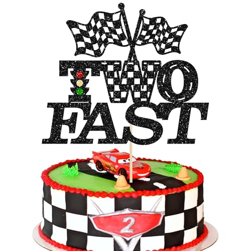 Gyufise 1Pcs zwei schnelle Geburtstag Kuchen Topper schwarz Glitter karierte Flagge Rennwagen 2. Geburtstag Kuchen Pick für Let's Go Racing Thema Geburtstag Partykuchen Dekorationen Zubehör Gyufise 1Pcs zwei schnelle Geburtstag Kuchen Topper schwarz Glitter karierte Flagge Rennwagen 2. Geburtstag Kuchen Pick für Let's Go Racing Thema Geburtstag Partykuchen Dekorationen Zubehör von Gyufise