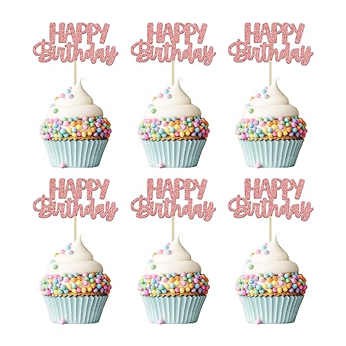 Gyufise 24 Stück rotgoldene Glitzer-Geburtstagskuchenspieße – 24 Stück Cupcake-Topper für Geburtstage, Babypartys und Jubiläumsfeiern Gyufise 24 Stück rotgoldene Glitzer-Geburtstagskuchenspieße – 24 Stück Cupcake-Topper für Geburtstage, Babypartys und Jubiläumsfeiern von Gyufise