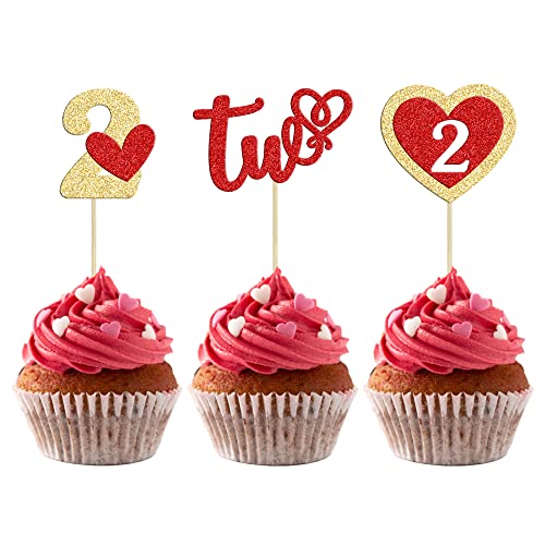 Gyufise 24 Stück Valentinstag zwei Cupcake-Topper Gold Rot Glitzer Herz 2. Geburtstag Kuchendekoration Dekorationen für Valentinstag Thema Hochzeit Verlobung Brautdusche Geburtstag Party Zubehör Gyufise 24 Stück Valentinstag zwei Cupcake-Topper Gold Rot Glitzer Herz 2. Geburtstag Kuchendekoration Dekorationen für Valentinstag Thema Hochzeit Verlobung Brautdusche Geburtstag Party Zubehör von Gyufise