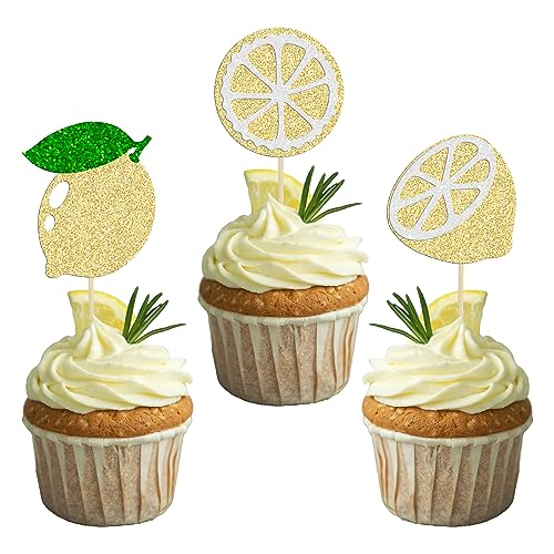 Gyufise Cupcake-Aufsätze mit Zitronen-Motiv, Glitzer, Sommer-Limonade, Cupcake-Picks für Kinder, Babyparty, Party-Dekorationen, Jungen, Mädchen, Geburtstag, Kuchen, Partyzubehör, 24 Stück Gyufise Cupcake-Aufsätze mit Zitronen-Motiv, Glitzer, Sommer-Limonade, Cupcake-Picks für Kinder, Babyparty, Party-Dekorationen, Jungen, Mädchen, Geburtstag, Kuchen, Partyzubehör, 24 Stück von Gyufise