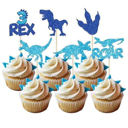 Gyufise 24Pcs Dinosaurier Cupcake Toppers Blau Glitter 3 Rex Roar Dinosaur Cupcake Picks Drei Jahre alt Dino-Thema Baby Dusche 3. Geburtstag Party Kuchen Dekorationen Zubehör Gyufise 24Pcs Dinosaurier Cupcake Toppers Blau Glitter 3 Rex Roar Dinosaur Cupcake Picks Drei Jahre alt Dino-Thema Baby Dusche 3. Geburtstag Party Kuchen Dekorationen Zubehör von Gyufise