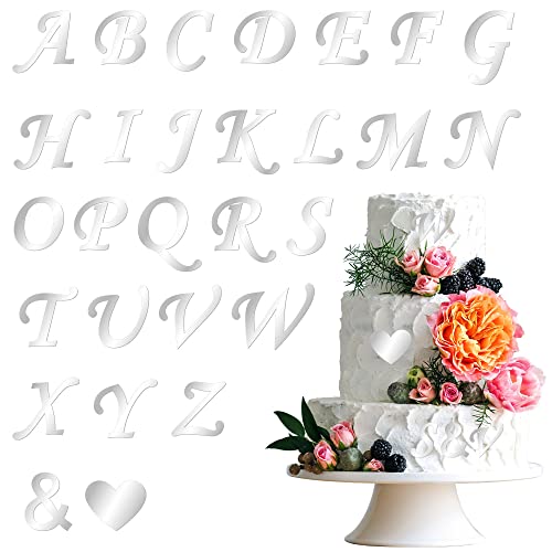 Gyufise 28 Stück AcrylAlphabetKuchendekoration DIY individuelle CupcakeTopper mit AZ Buchstabenplektren für personalisierte Namen, Kuchendekorationen, Hochzeitstag, Babyparty, Happy Birthday von Gyufise