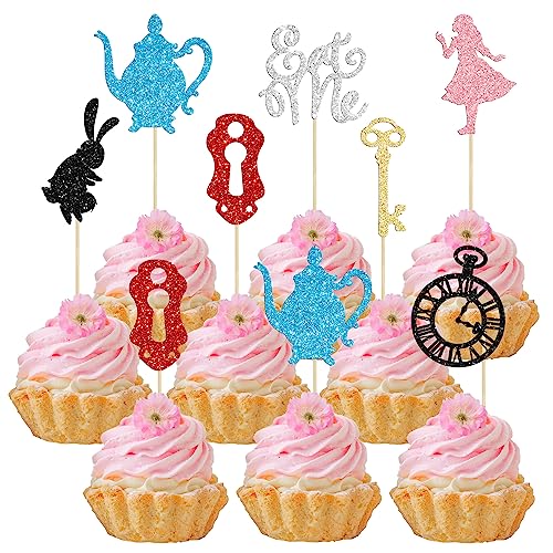 Gyufise 28 Stück Alice im Wunderland Cupcake-Topper Glitzer Teeparty Eat Me Cupcake Picks Teeparty Kuchen Dekorationen Babyshower Junge Mädchen Kinder Geburtstag Tee Party Supplies Gyufise 28 Stück Alice im Wunderland Cupcake-Topper Glitzer Teeparty Eat Me Cupcake Picks Teeparty Kuchen Dekorationen Babyshower Junge Mädchen Kinder Geburtstag Tee Party Supplies von Gyufise