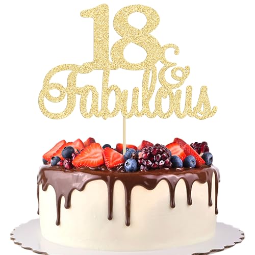 Gyufise 3 Stück 18 & fabelhafte Tortenaufsätze Gold Glitter 15 und fabelhafte Kuchendekoration "Happy 18th Birthday", Tortendekoration für 18. Hochzeitstag, Geburtstag, Party, Kuchendekorationen Gyufise 3 Stück 18 & fabelhafte Tortenaufsätze Gold Glitter 15 und fabelhafte Kuchendekoration "Happy 18th Birthday", Tortendekoration für 18. Hochzeitstag, Geburtstag, Party, Kuchendekorationen von Gyufise