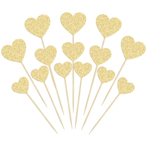 Gyufise Cupcake-Topper in Herzform, glitzernd, gemischte Größen, süße Liebe, Cupcake-Picks, Herz-Kuchendekorationen, Hochzeit, Verlobung, Brautparty, Geburtstag, Valentinstag, Party, Zubehör, Gold, 30 Gyufise Cupcake-Topper in Herzform, glitzernd, gemischte Größen, süße Liebe, Cupcake-Picks, Herz-Kuchendekorationen, Hochzeit, Verlobung, Brautparty, Geburtstag, Valentinstag, Party, Zubehör, Gold, 30 von Gyufise