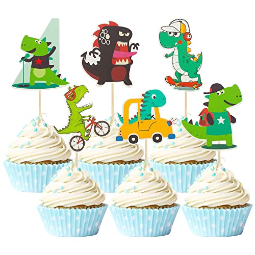Gyufise 36 Stück Dinosaurier-Cupcake-Topper niedliche Babyparty Dinosaurier Kuchendekorationen Baby Dinosaurier Cupcake Picks für Dinosaurier Kinder Geburtstag Party Supplies von Gyufise