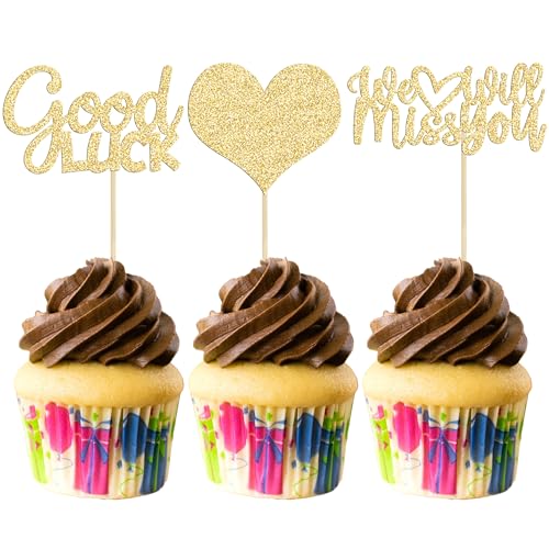 Gyufise Cupcake-Topper mit Aufschrift "We Will Miss You", goldfarben, 36 Stück Gyufise Cupcake-Topper mit Aufschrift "We Will Miss You", goldfarben, 36 Stück von Gyufise