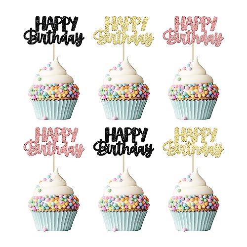 Gyufise 36 Stück Happy Birthday Cupcake Topper Happy Birthday Cupcake Picks Geburtstag Kuchen Dekorationen Baby Shower Jubiläum Party Supplies von Gyufise