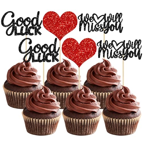 Gyufise 36 Stück We Will Miss You Cupcake-Topper, glitzernd, rotes Herz, Glück, Cupcake-Picker für den Ruhestand, Themen, Party, Kuchendekorationen Gyufise 36 Stück We Will Miss You Cupcake-Topper, glitzernd, rotes Herz, Glück, Cupcake-Picker für den Ruhestand, Themen, Party, Kuchendekorationen von Gyufise