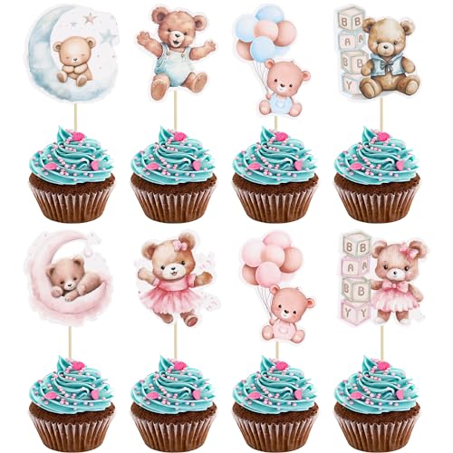 Gyufise 36Pcs Baby Dusche Bär Cupcake Toppers Mond Baby Bär Baby Dusche Kuchen Topper Dekorationen Dschungel-Tier-Thema Baby Dusche Geburtstag Party Kuchen Zubehör blau rosa Gyufise 36Pcs Baby Dusche Bär Cupcake Toppers Mond Baby Bär Baby Dusche Kuchen Topper Dekorationen Dschungel-Tier-Thema Baby Dusche Geburtstag Party Kuchen Zubehör blau rosa von Gyufise