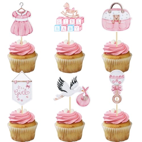 Gyufise 36Pcs Baby Shower Girl Cupcake Toppers - Rosa - 36 Stück - Kuchendekoration - Baby Shower - Pink Gyufise 36Pcs Baby Shower Girl Cupcake Toppers - Rosa - 36 Stück - Kuchendekoration - Baby Shower - Pink von Gyufise