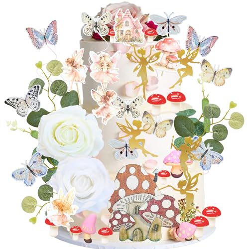 Gyufise 60 Stück Feen-Kuchenaufsätze, Schmetterlingskuchenspieße, Pilztür, Blumen, Kuchendekoration, Feengarten, Topper für Mädchen, Party, Geburtstag, Babyparty, Zubehör, Weiß Gyufise 60 Stück Feen-Kuchenaufsätze, Schmetterlingskuchenspieße, Pilztür, Blumen, Kuchendekoration, Feengarten, Topper für Mädchen, Party, Geburtstag, Babyparty, Zubehör, Weiß von Gyufise