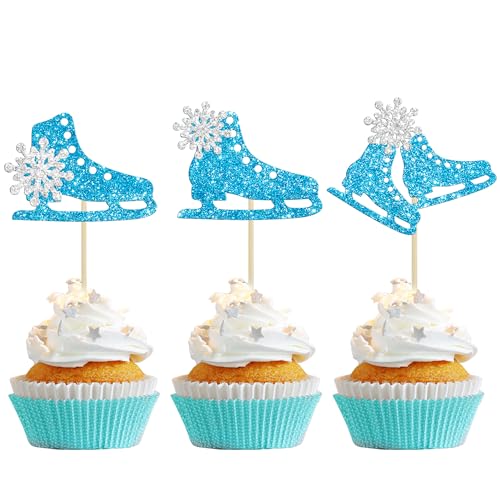 Gyufise Cupcake-Aufsätze für Eislaufen, Glitzer, Eissport, Cupcake-Picks, Dekoration für Skaten, Motto-Party, Babyparty, Kindergeburtstag, Party, Blau, 24 Stück Gyufise Cupcake-Aufsätze für Eislaufen, Glitzer, Eissport, Cupcake-Picks, Dekoration für Skaten, Motto-Party, Babyparty, Kindergeburtstag, Party, Blau, 24 Stück von Gyufise