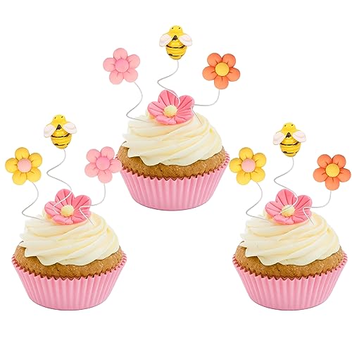 Gyufise Cupcake-Aufsätze mit Hummel, Kunstharz, kleine Figur, Biene, Sonnenblume, Cupcake-Picks für Bienen-Thema, Babyparty, Kindergeburtstag, Party, Kuchendekoration, Zubehör, 30 Stück Gyufise Cupcake-Aufsätze mit Hummel, Kunstharz, kleine Figur, Biene, Sonnenblume, Cupcake-Picks für Bienen-Thema, Babyparty, Kindergeburtstag, Party, Kuchendekoration, Zubehör, 30 Stück von Gyufise