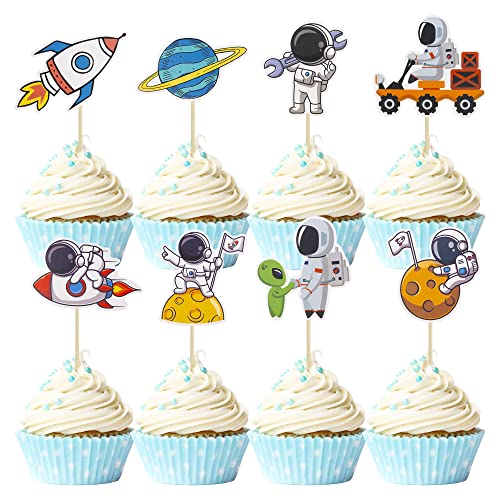Gyufise Cupcake-Aufsätze mit Weltraum-Astronauten-Motiv, Rakete, Planet, Reise zum Mond, Cupcake-Picks, Dekorationen für Babyparty, Jungen, Mädchen, Geburtstag, Weltraum, Motto-Party, Gyufise Cupcake-Aufsätze mit Weltraum-Astronauten-Motiv, Rakete, Planet, Reise zum Mond, Cupcake-Picks, Dekorationen für Babyparty, Jungen, Mädchen, Geburtstag, Weltraum, Motto-Party, von Gyufise