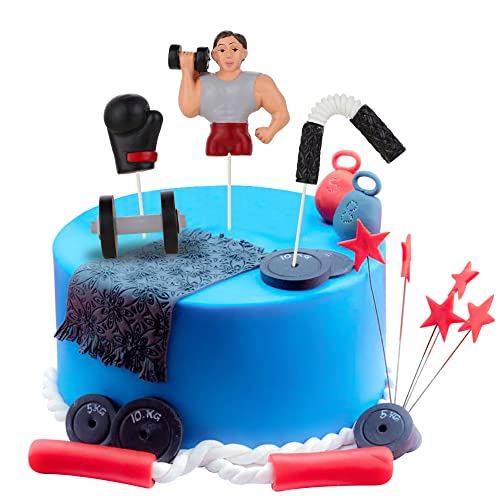 Gyufise Cupcake-Topper aus Kunstharz, Gewichtheben, Cupcake-Topper, Fitness-Thema, Geburtstagsdekoration, Partyzubehör von Gyufise