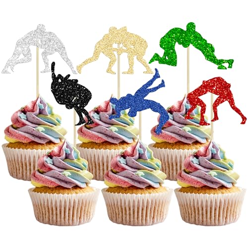 Gyufise Cupcake-Topper für Wrestling, Wrestling, Party-Dekorationen, Glitzer, Wrestler, Cupcake-Picks für Jungen, Mann, Wrestling, Sport, Thema, Babyparty, Geburtstagsparty, Zubehör, mehrfarbig, 24 Gyufise Cupcake-Topper für Wrestling, Wrestling, Party-Dekorationen, Glitzer, Wrestler, Cupcake-Picks für Jungen, Mann, Wrestling, Sport, Thema, Babyparty, Geburtstagsparty, Zubehör, mehrfarbig, 24 von Gyufise