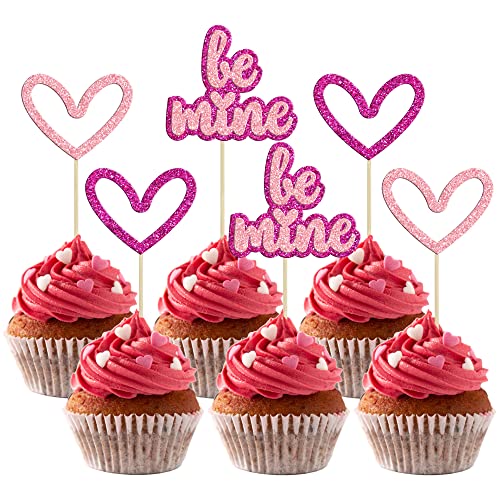 Gyufise Cupcake-Topper in Herzform, rosa Glitzer, Valentinstag, Cupcake-Dekorationen für Valentinstag, Geburtstag, Hochzeit, Jahrestag, Partyzubehör, 24 Stück Gyufise Cupcake-Topper in Herzform, rosa Glitzer, Valentinstag, Cupcake-Dekorationen für Valentinstag, Geburtstag, Hochzeit, Jahrestag, Partyzubehör, 24 Stück von Gyufise