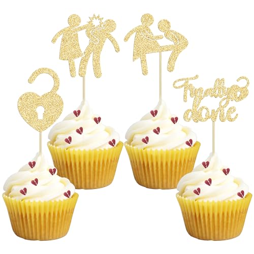 Gyufise Cupcake-Topper mit goldenem Glitzer, Motiv: "Boy Bye Finally Done", Cupcake-Picks, Dekorationen für Scheidung, Partydekoration, Freiheitsparty-Zubehör, 24 Stück Gyufise Cupcake-Topper mit goldenem Glitzer, Motiv: "Boy Bye Finally Done", Cupcake-Picks, Dekorationen für Scheidung, Partydekoration, Freiheitsparty-Zubehör, 24 Stück von Gyufise