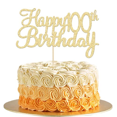 Gyufise Kuchendekoration zum 100. Geburtstag, Glitzer, Happy 100, Cupcake-Topper "Cheers to 100", fabelhafte Kuchendekoration für den 100. Geburtstag, Partydekoration, 3 Stück von Gyufise