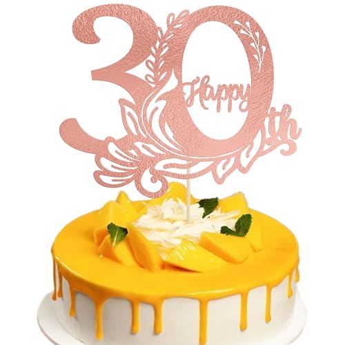 Gyufise Tortenaufsatz "Happy 30th Birthday", Kuchendekoration, 30. Geburtstag, Kuchendekoration, für 30. Geburtstag, Jahrestag, Party-Dekoration, Roségold, 1 Stück Gyufise Tortenaufsatz "Happy 30th Birthday", Kuchendekoration, 30. Geburtstag, Kuchendekoration, für 30. Geburtstag, Jahrestag, Party-Dekoration, Roségold, 1 Stück von Gyufise