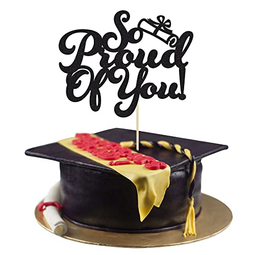 Gyufise Tortenaufsatz mit Aufschrift "So Proud of You", schwarzer Glitzer, 2025, Abschlussfeier, Kuchendekoration, "You Did It", Tortenaufsatz, Congrats Grad, Party-Dekorationen, Zubehör, 1 Stück Gyufise Tortenaufsatz mit Aufschrift "So Proud of You", schwarzer Glitzer, 2025, Abschlussfeier, Kuchendekoration, "You Did It", Tortenaufsatz, Congrats Grad, Party-Dekorationen, Zubehör, 1 Stück von Gyufise