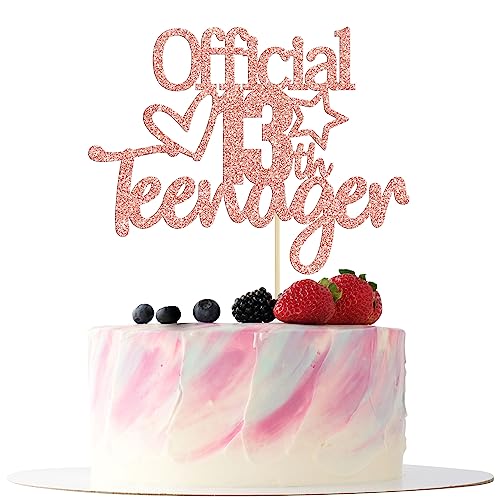 Gyufise Tortenaufsatz für 13. Geburtstag, Roségold, glitzernd, offizielles Lizenzprodukt für Teenager von Gyufise