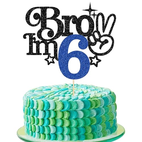 Gyufise Tortenaufsatz mit Aufschrift "Brother I'm 15.2 cm, glitzernd, "Happy 6th Birthday", Kuchendekoration, "It's My 6th Birthday", Dekoration für Jungen, Cheers bis 6 Jahre, Partyzubehör, Blau Gyufise Tortenaufsatz mit Aufschrift "Brother I'm 15.2 cm, glitzernd, "Happy 6th Birthday", Kuchendekoration, "It's My 6th Birthday", Dekoration für Jungen, Cheers bis 6 Jahre, Partyzubehör, Blau von Gyufise