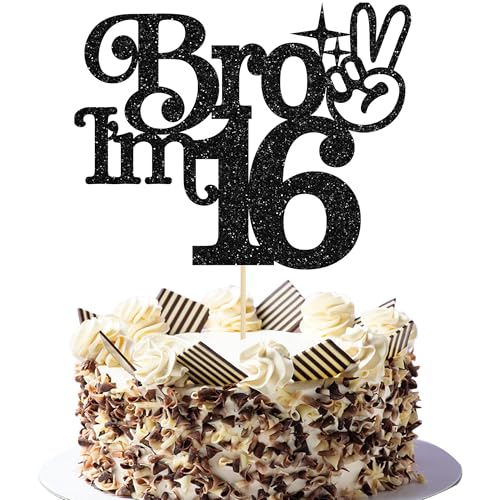 Gyufise Tortenaufsatz mit Aufschrift "Brother I'm 16 ", glitzernd, "Happy 16th Birthday", Kuchendekoration, Aufschrift "It's My 16th Birthday", Dekoration für Jungen, Cheers to 16 Years Old Birthday Gyufise Tortenaufsatz mit Aufschrift "Brother I'm 16 ", glitzernd, "Happy 16th Birthday", Kuchendekoration, Aufschrift "It's My 16th Birthday", Dekoration für Jungen, Cheers to 16 Years Old Birthday von Gyufise
