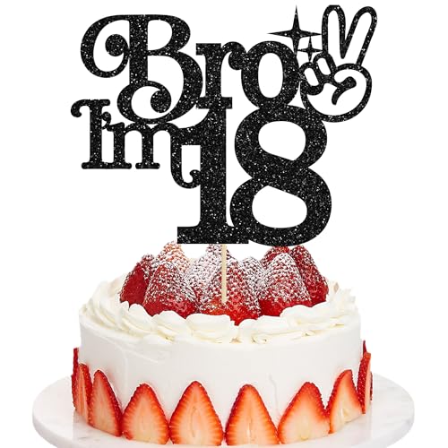 Gyufise Tortenaufsatz mit Aufschrift "Brother I'm 18 Birthday", glitzernd, Aufschrift "Happy 18th Birthday", Kuchendekoration, Aufschrift "It's My 18th Birthday", Dekoration für Jungen, Cheers to 18 von Gyufise