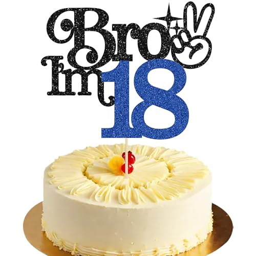 Gyufise Tortenaufsatz mit Aufschrift "Brother I'm 18 Birthday", glitzernd, Aufschrift "Happy 18th Birthday", Kuchendekoration, Aufschrift "It's My 18th Birthday", Dekoration für Jungen, Prost bis 18 von Gyufise
