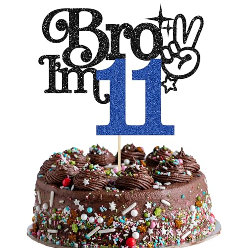 Gyufise Tortenaufsatz mit Aufschrift "Brother I'm 27.9 cm, glitzernd, "Happy 11th Birthday", Kuchendekoration, "It's My 11th Birthday", Dekoration für Jungen, Prost bis 11 Jahre, Partyzubehör, Blau Gyufise Tortenaufsatz mit Aufschrift "Brother I'm 27.9 cm, glitzernd, "Happy 11th Birthday", Kuchendekoration, "It's My 11th Birthday", Dekoration für Jungen, Prost bis 11 Jahre, Partyzubehör, Blau von Gyufise