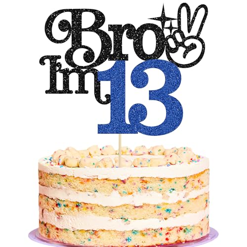 Gyufise Tortenaufsatz mit Aufschrift "Brother I'm 33.0 cm, glitzernd, "Happy 13th Birthday", Kuchendekoration, "It's My 13th Birthday", Dekoration für Jungen, Cheers to 13 Years Old Partyzubehör, Blau Gyufise Tortenaufsatz mit Aufschrift "Brother I'm 33.0 cm, glitzernd, "Happy 13th Birthday", Kuchendekoration, "It's My 13th Birthday", Dekoration für Jungen, Cheers to 13 Years Old Partyzubehör, Blau von Gyufise