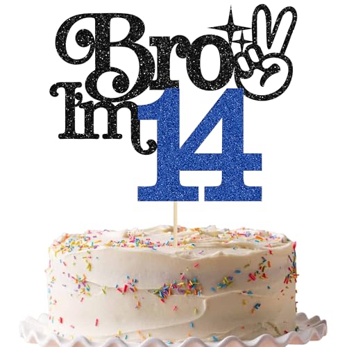 Gyufise Tortenaufsatz mit Aufschrift "Brother I'm 35.6 cm, glitzernd, "Happy 14th Birthday", Kuchendekoration, Aufschrift "It's My 14th Birthday", Dekoration für Jungen, Prost bis 14 Jahre Gyufise Tortenaufsatz mit Aufschrift "Brother I'm 35.6 cm, glitzernd, "Happy 14th Birthday", Kuchendekoration, Aufschrift "It's My 14th Birthday", Dekoration für Jungen, Prost bis 14 Jahre von Gyufise