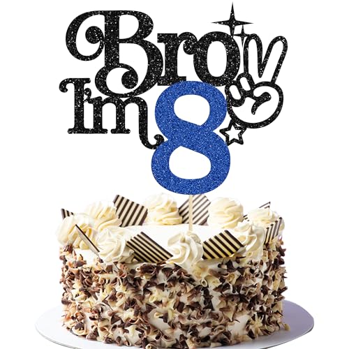 Gyufise Tortenaufsatz mit Aufschrift "Brother I'm 8", glitzernd, "Happy 8th Birthday", Kuchendekoration, Aufschrift "It's My 8th Birthday", Dekoration für Jungen, Prost bis 8 Jahre, Partyzubehör, Blau Gyufise Tortenaufsatz mit Aufschrift "Brother I'm 8", glitzernd, "Happy 8th Birthday", Kuchendekoration, Aufschrift "It's My 8th Birthday", Dekoration für Jungen, Prost bis 8 Jahre, Partyzubehör, Blau von Gyufise