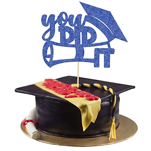 Gyufise Tortenaufsatz mit Aufschrift "You Did It", blauer Glitzer, 2024, Abschlussfeier, Kuchendekoration für Abschlussfeier 2024, Partyzubehör von Gyufise